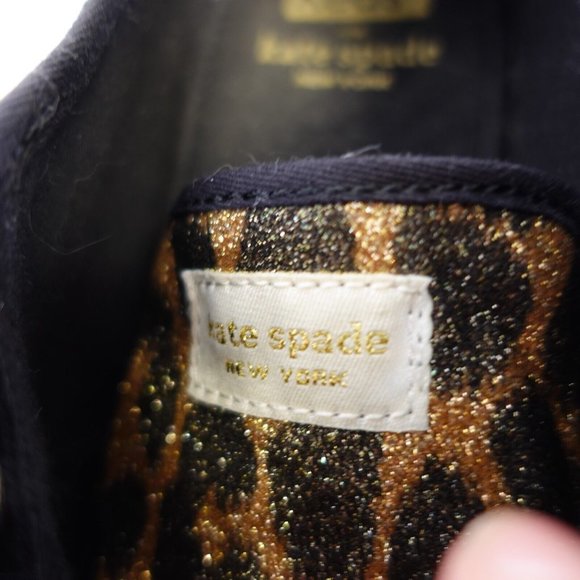 Kate Spade Shoes Girls 3 Sneakers Flat Casual Leopard Sparkle Gold Keds - Picture 14 of 16